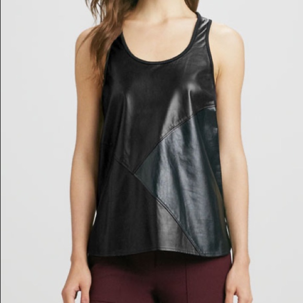 Tibi Lamb Leather Patchwork Tank